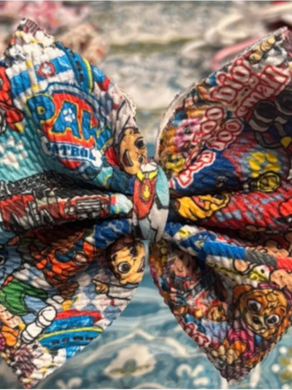 Paw Patrol Multicolor Printed Kids Bow Hair Clip - Blue Red Yellow